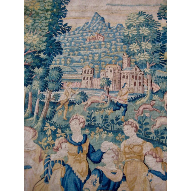 16th Century Flemish Tapestry Large Wall Hanging From the 1500 Hundreds For Sale - Image 5 of 13