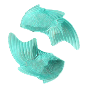 Rare 1950's Vintage California Pottery Koi Fish Plates - a Pair