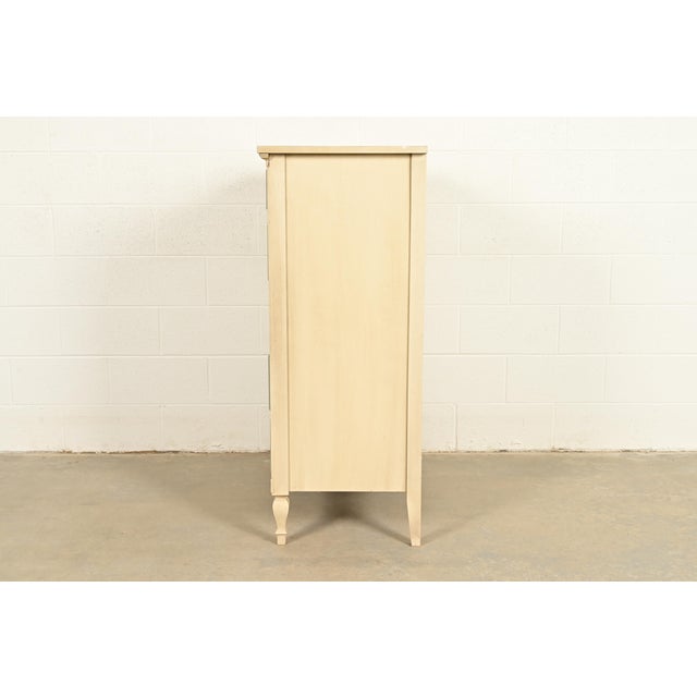 John Widdicomb Style French Regency Louis XVI Cream Lacquered Highboy Dresser, Circa 1960s For Sale - Image 16 of 18