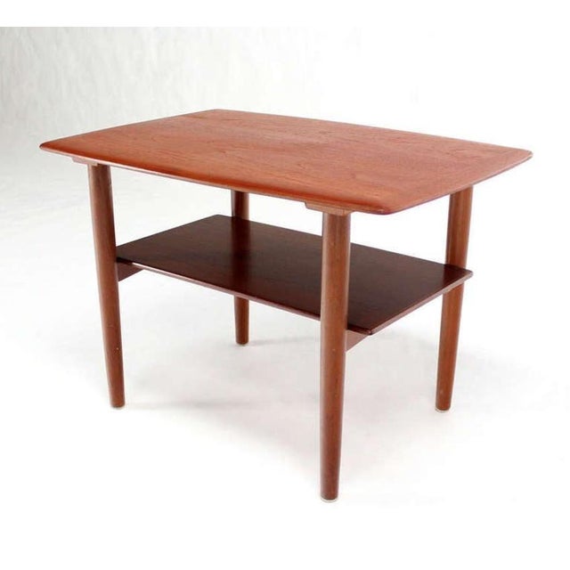 Povl Dinesen Pair Danish Modern Teak End Tables Solid Tapered Dowel legs 1 Shelf For Sale - Image 6 of 10