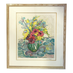 Signed and Numbered Lithograph by Gerard Viellevie (French, 1939-1992) Titled 'Bouquet of Anemones'