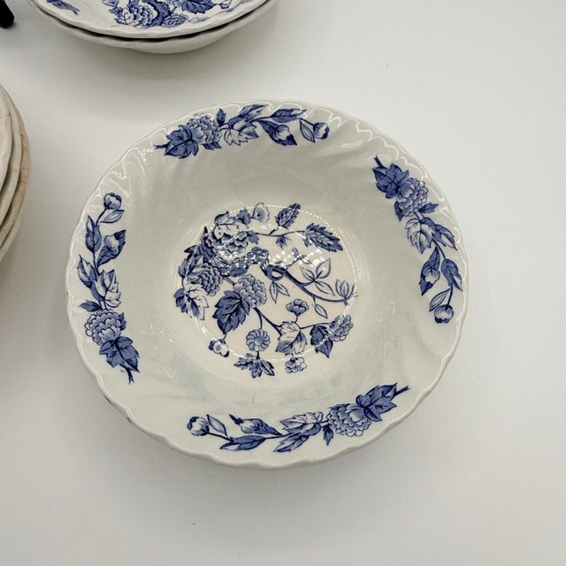 Royal Blue English Royal Wessex “Indian Tree” Ironstone Bowls by Swinnerton - Set of 7 For Sale - Image 8 of 10