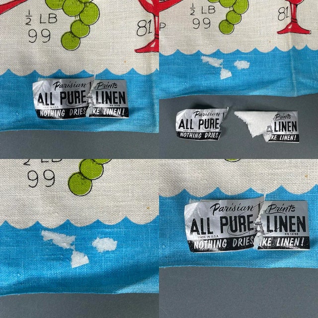 1960s Mid-Century Modern Parisian Prints Linen Kitchen Tea Towel For Sale - Image 11 of 12