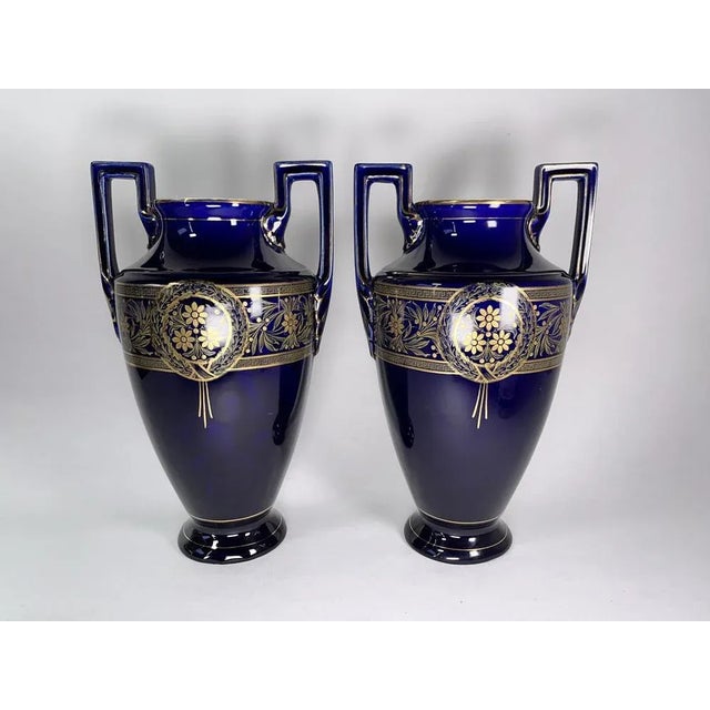 Hollywood Regency Vases by Amphora Boch Frères Keramis 1890, Set of 2 For Sale - Image 3 of 10