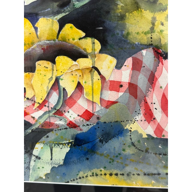 Peggy Clark "Sunflower Twist" Framed Watercolor, Circa 1994 For Sale - Image 11 of 11