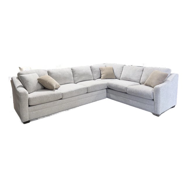 Comfortable Craftmaster Neutral Fabric Sectional Sofa For Sale