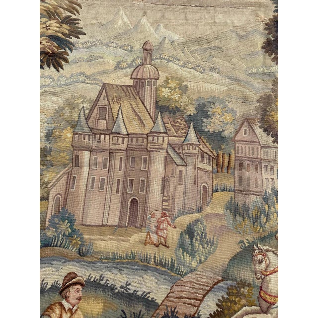 Brown Vintage French Handwoven Aubusson Tapestry, 1940s For Sale - Image 8 of 18