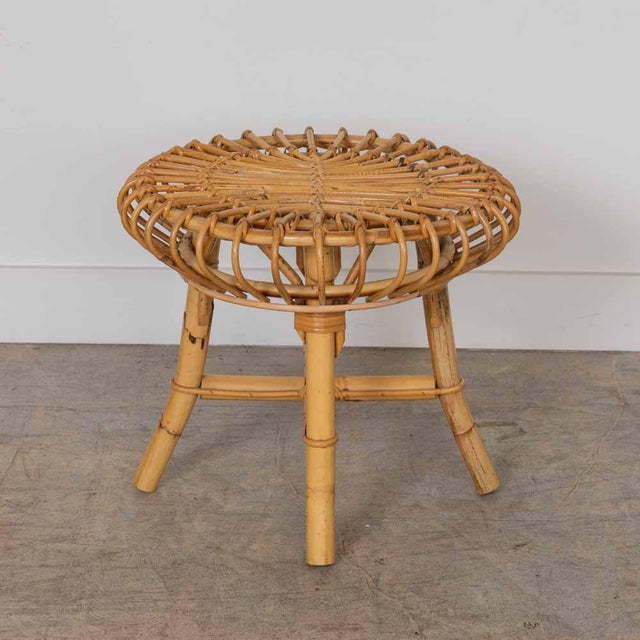 Franco Albini Pair of 1960s Italian Rattan Stools in the Style of Franco Albini For Sale - Image 4 of 12
