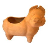 Vintage Terra Cotta Pig Shaped Planter For Sale