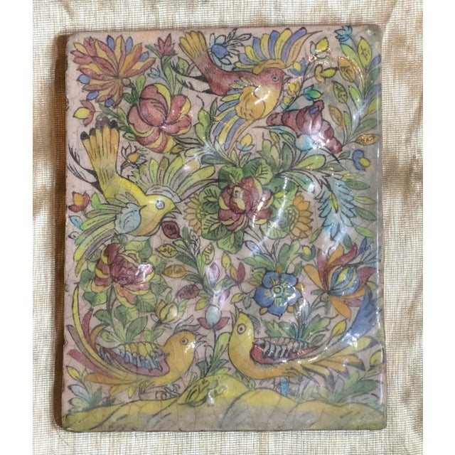 Camel Vintage Persian Ceramic Tile For Sale - Image 8 of 11