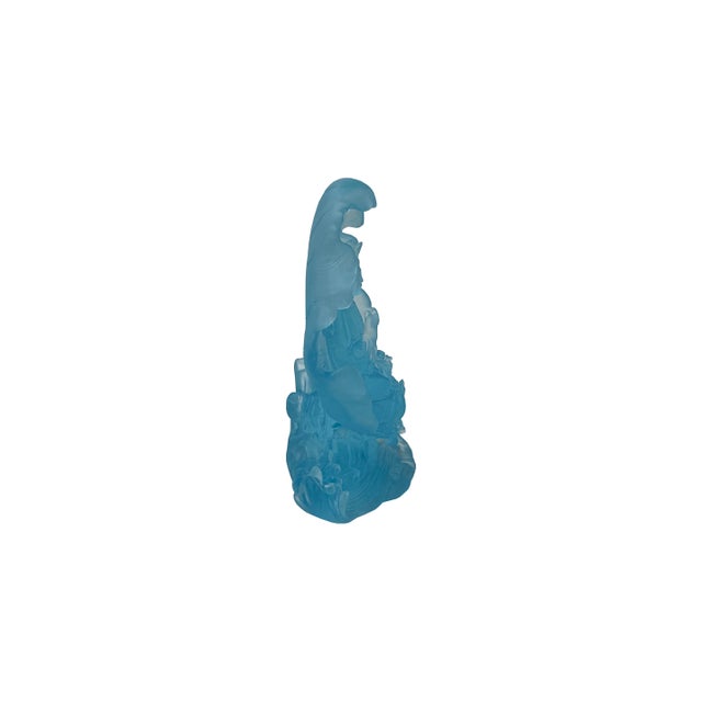 Glass 6.5" Light Blue Frosted Crystal Glass Bodhisattva Guanyin Figure For Sale - Image 7 of 11