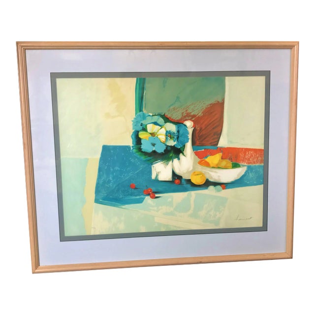 Vintage Mid-Century Claude Lemeret Limited Edition Signed French Still Life Painting For Sale