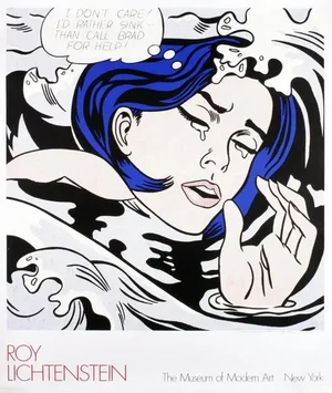 Roy Lichtenstein "Drowning Girl" by Roy Lichtenstein, Moma First Edition Billboard Museum Publication Poster
