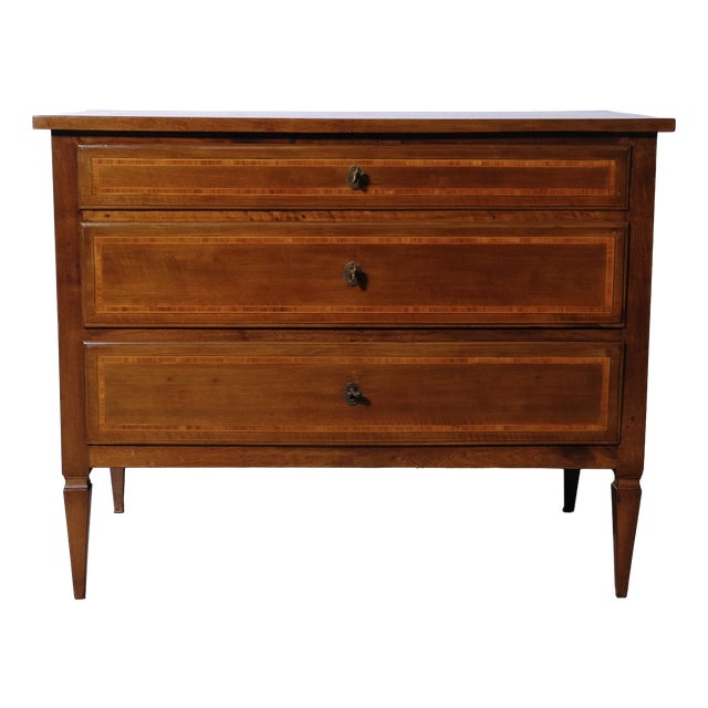 Antique Louis XVI Style Inlaid Chest of Drawers, Italy, 20th Century For Sale