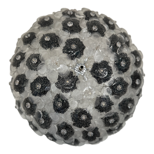 Contemporary Clear and Black Flowers Murano Glass Flush Mount