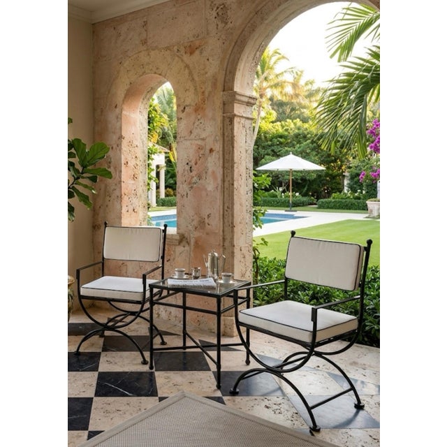 Neoclassical Turkish Powder-Coated Iron Outdoor Seating Set - 3 Pieces For Sale - Image 10 of 12