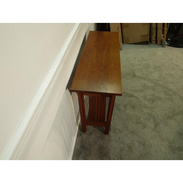 Item 87691: Stickley solid cherry mission arts and crafts style console table. Age: 2000's. Details: Dovetailed drawer....