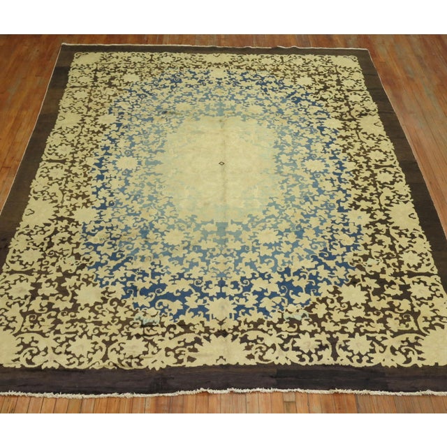 Zabihi Collection Floral Antique Chinee Rug - 8'11" x 11'5" For Sale - Image 4 of 11