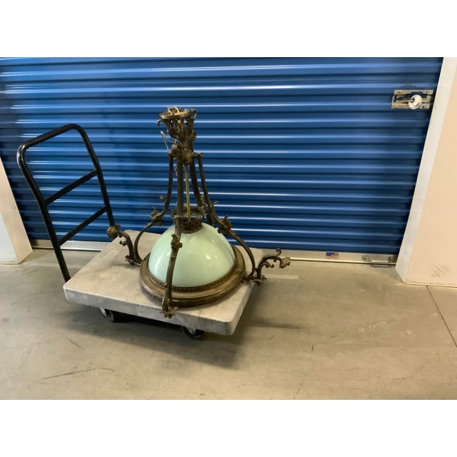 Antique Mid 19th Century Chandelier Made of Bronze and Glass For Sale - Image 4 of 9