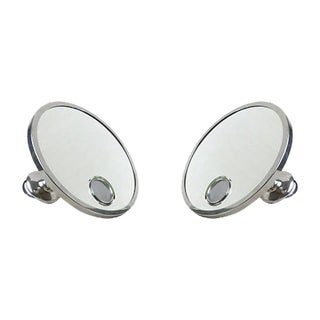French Art Deco Nickel Le Mirophar Wall Mirrors with Magnifying Element & Light from Brot, Set of 2 For Sale