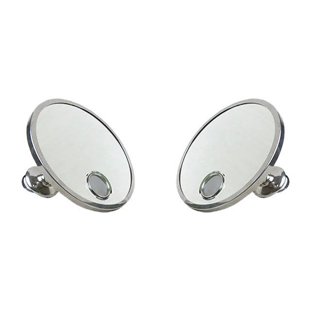 French Art Deco Nickel Le Mirophar Wall Mirrors with Magnifying Element & Light from Brot, Set of 2 For Sale