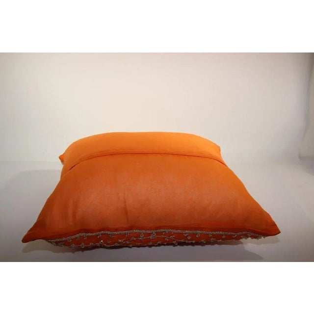 Orange Accent Throw Pillow Embellished With Sequins and Beads For Sale - Image 9 of 16