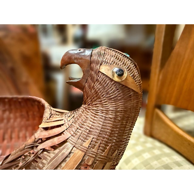 Mid 20th Century Large Woven Wicker Bird Basket For Sale - Image 4 of 12