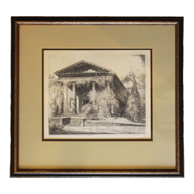 Playmakers' Theatre - Unc Chapel Hill Etching by Louis Orr, 1939-1952 For Sale