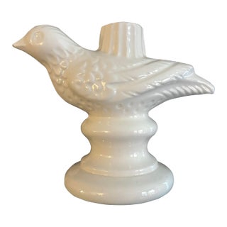 Mid 20th Century Solid White Ceramic Bird Candle Holder For Sale