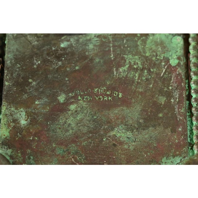 Metal Apollo Studios New York Arts & Crafts Grapevine Pattern Bronze and Slag Glass Pen Brush For Sale - Image 7 of 9
