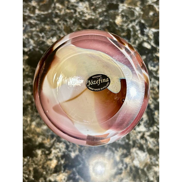 Late 20th Century Josefina Handmade “Handkerchief” Style Marbled Vase Krosno, Poland For Sale In South Bend - Image 6 of 6