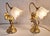 1970s Florentine Table Lamps with Gold-Colored Metal Frames and Frosted Relief Glass Shades, 1970s, Set of 2 For Sale - Image 5 of 7