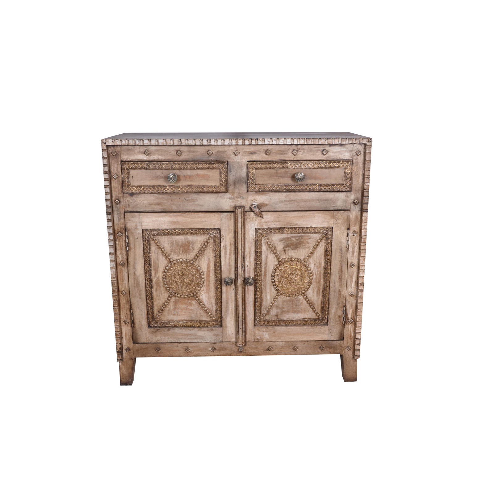 Rustic Booker Two Door Wooden Accent Cabinet For Living Room
