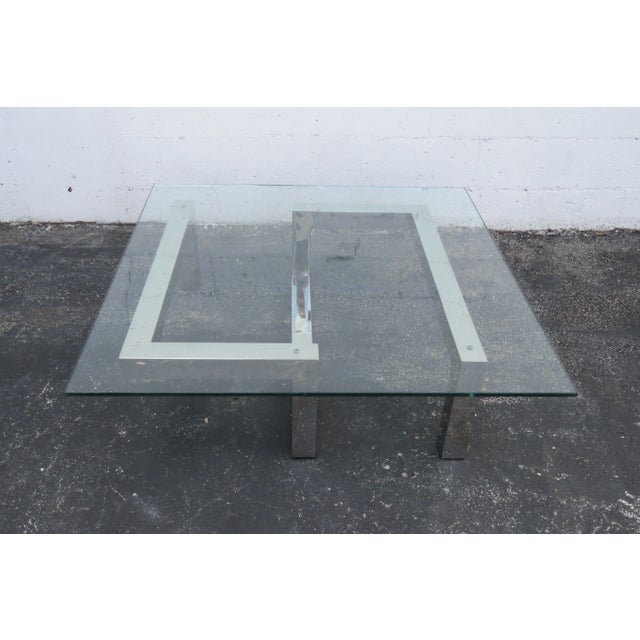 Hollywood Regency Modern Style Chrome Glass Top Coffee Table For Sale - Image 13 of 13