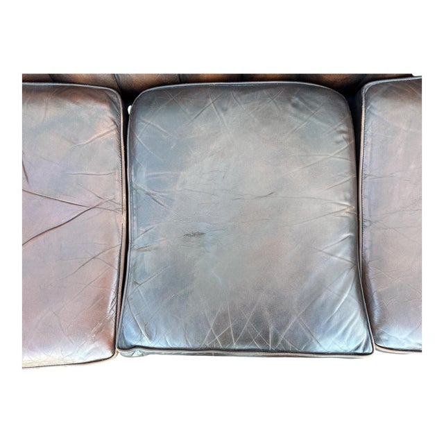 Animal Skin Vintage Chesterfield 3-Seater Sofa in Brown Leather, England, 1980s For Sale - Image 7 of 9
