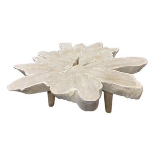 Andrianna Shamaris Amorphous Bleached Teak Wood Organic Coffee Table For Sale