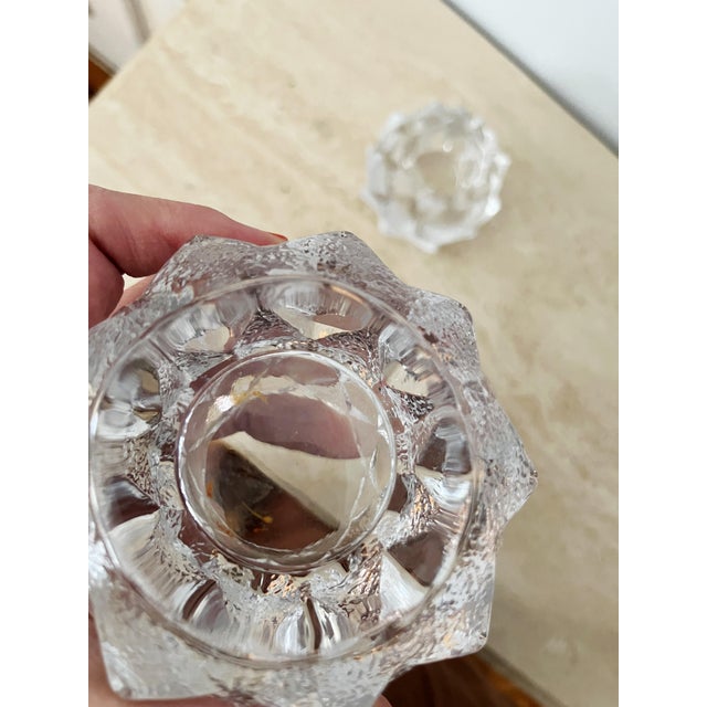 Mid-Century Modern Vintage Kostaboda Orrefors Sweden Nimbus Glass Votive Candleholders - a Pair For Sale - Image 3 of 5
