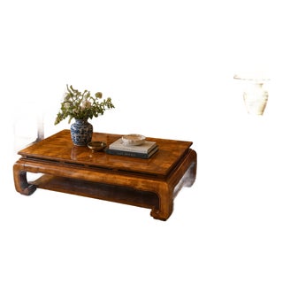 1970s Vintage Henredon / Thomasville Style Burl Wood Ming Coffee Table Set (3-Piece) For Sale