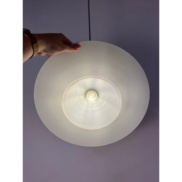 Metal White Louvered Lamp with Marbled Glass from Jeka For Sale - Image 7 of 11