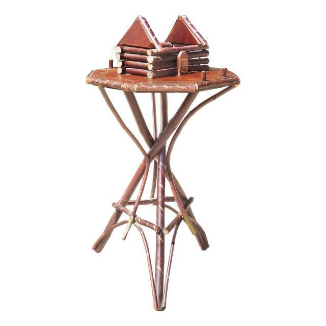 Adirondack Folk Art Bentwood Twig Accent Table For Sale