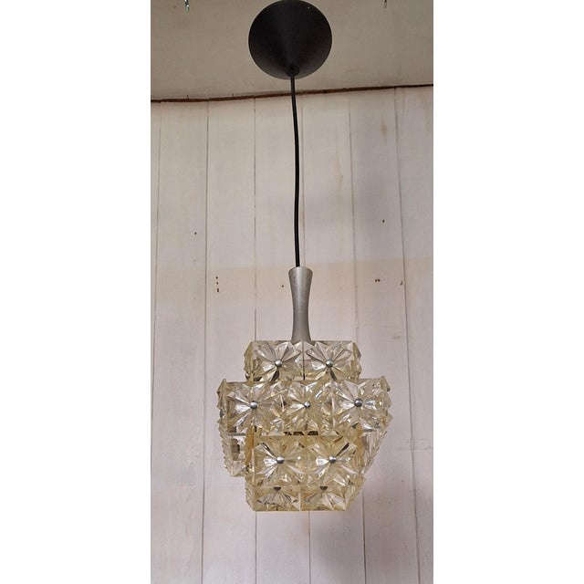 Vintage Hanging Lamp with Clear Square Plastic Prism Shade, 1970s For Sale - Image 6 of 7