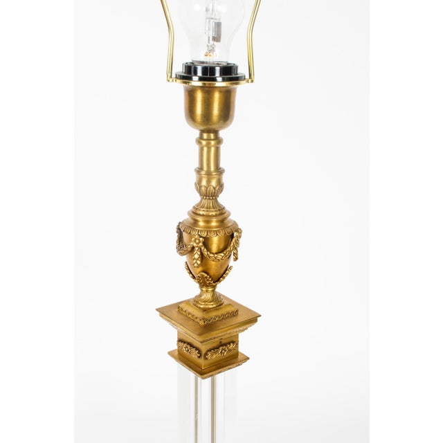 1950s Mid 20th Century Ormolu & Glass Corinthian Column Table Lamps, 1950s, Set of 2 For Sale - Image 5 of 18