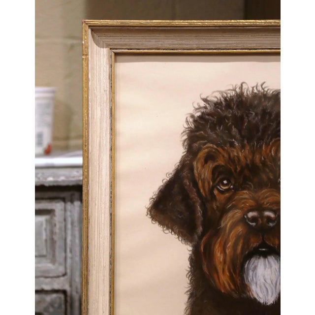 Paint 19th Century English Framed Cocker Spaniel Puddle Mix Pastel Signed F. Watz For Sale - Image 7 of 11