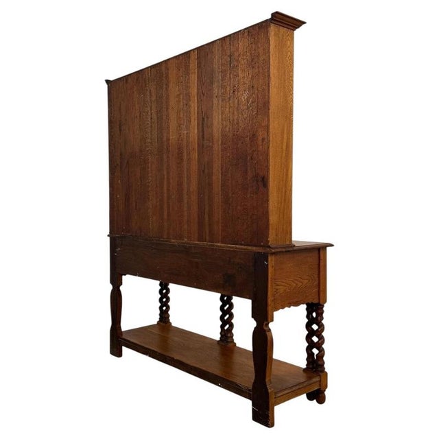 Brown Antique Early 20th Century English Barley-Twist Golden Oak Dresser For Sale - Image 8 of 13