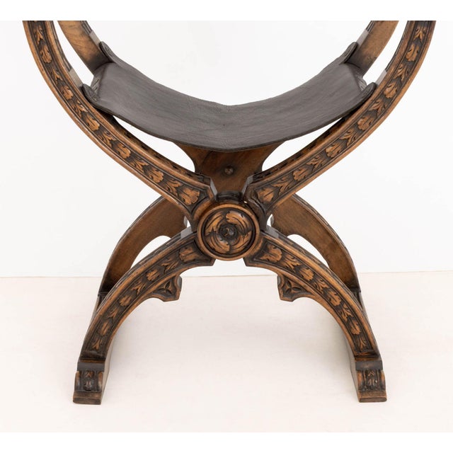 Renaissance Revival Walnut Savonarola Chair For Sale In New York - Image 6 of 11