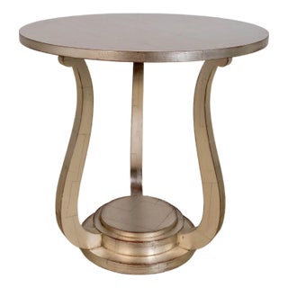 John Richard Silver Leaf Round Lamp Table For Sale