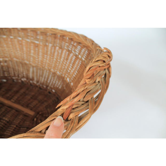 Brown Vintage Woven Wicker Laundry Basket For Sale - Image 8 of 12