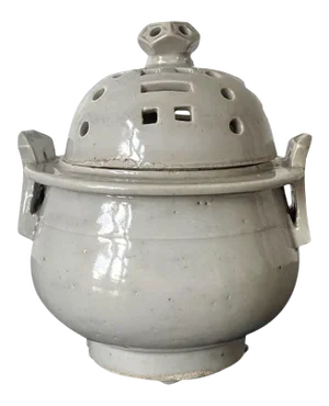 Mid 19th Century Ceramic Ritual Incense Burner with Bagua Pattern Korean Joseon Dynasty