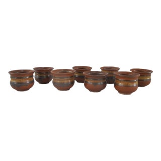 Wally Schwab Pacific Nw Stoneware Studio Pottery Small Pot or Punch Cup Set of 8 For Sale