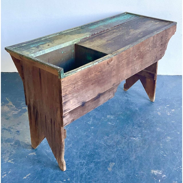 Vintage Primitive Patinated Copper Dry Sink For Sale - Image 10 of 12